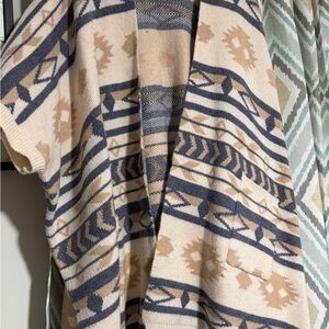 Altar'd State Beige and Navy Patterned Shawl